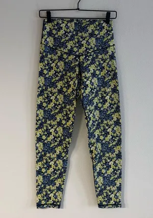 Aerie Real Me 7/8 Hi Rise Legging L Blue & Yellow Floral thumbnail 3