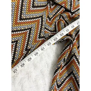 Industry Orange Chevron Print Knit Retro 70s Pull On Flare Boho Pants M thumbnail 7