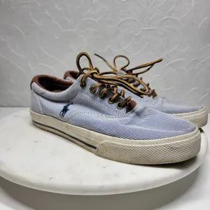 Polo Ralph Lauren Vaughn Boat Shoes Mens 9.5 Blue White Pinstriped Deck Sneakers thumbnail 4