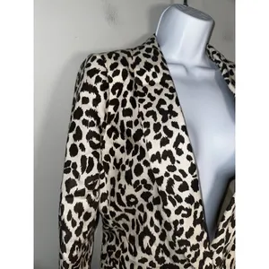 J.Crew Leopard‎ Print Linen-Blend Going-Out Blazer - Size 6 Neutral Animal Print thumbnail 3