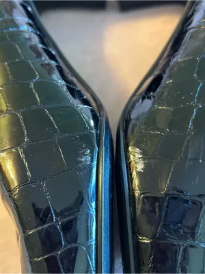 Nordstrom black patent leather pumps with crocodile embossing size 8M thumbnail 5