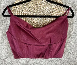 Lulu’s Satin Cowl Burgundy Tank Top Size S thumbnail 1
