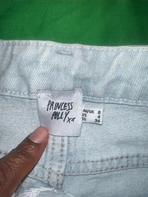 Princess Polly Light Blue High-Rise Denim Shorts size 4 thumbnail 3