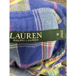 Lauren Ralph Lauren Madras Plaid Shirt Womens M Blue Green Pink RL Monogram thumbnail 8