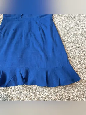 Lulus Days Like This Royal Blue Sleeveless Ruffled Linen Blend Mini Dress Sz XS thumbnail 5