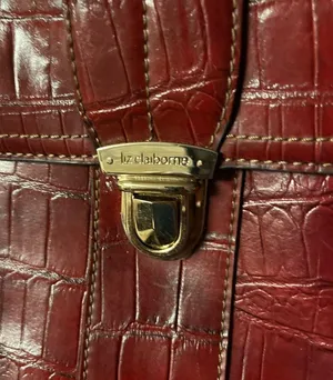 Vintage Liz Claiborne Handbag shoulder bag Crocodile red Faux Leather 80s thumbnail 3
