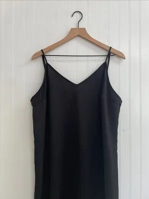 A NEW DAY Satin Cami V-Neck Sleeveless Midi Length Slip Dress in Black Size XL thumbnail 5