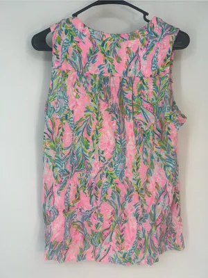 Lilly Pulitzer Sleeveless Pink Floral-Print Women's Top thumbnail 2