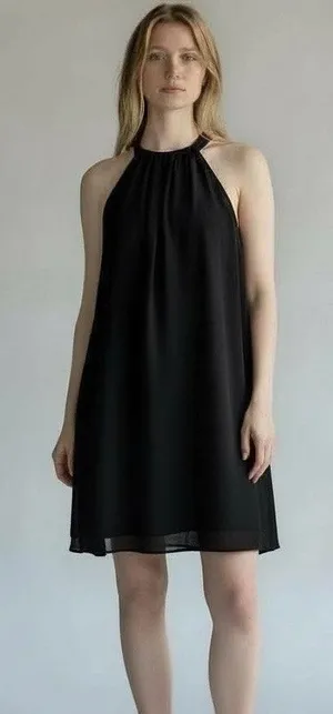 ASTR The Label Black Chiffon Halter Swing Dress Small NWT thumbnail 1