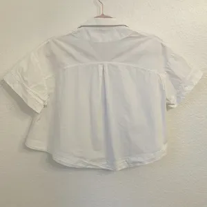 Mabel Frost Tanvi Top Button Up Shirt S Cropped Boxy Oversized Minimalist Spain thumbnail 6