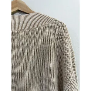 Aerie Womens Tan Marled Shaker Knit V-Neck Sweater Size M Long Sleeve Pullover thumbnail 6