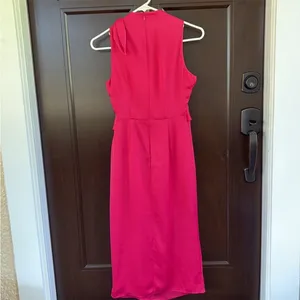 NWT Banana Republic Tie Neck Sleeveless Sheath Midi Dress Fuchsia size 0 thumbnail 9