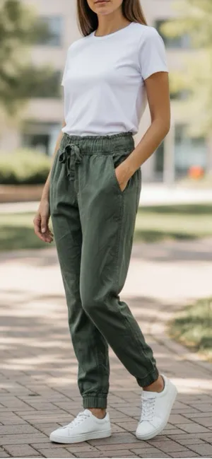 SO Goods For Life High Rise Paperbag Utility Joggers Olive Green Olive Army XL thumbnail 1