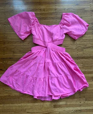 Shy Velvet Pink Cutout Mini Dress thumbnail 1