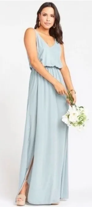 Show Me Your Mumu Kendall Maxi Dress Silver Sage Crisp NWT Large Wedding Prom thumbnail 1