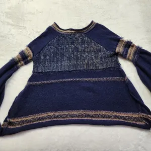 Free People Women's Navy Blue Craft Time Boho Sweater Size XS thumbnail 7