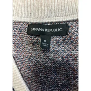 Banana Republic Womens Small Plaid V-Neck Sweater Wool Mohair Oversized Short thumbnail 3