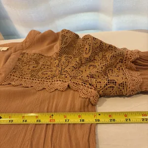Easel Women Size Large Boho Peasant Blouse Top Lace Crochet Shirt‎ Festival thumbnail 7