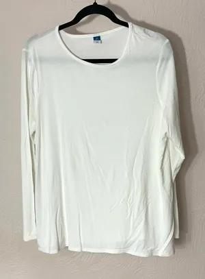 Old Navy Luxe White Long Sleeve Crewneck Top thumbnail 1