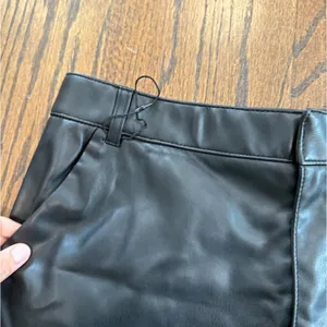 Zara black faux leather flat front shorts with pockets size XL 1612 NWOT thumbnail 7