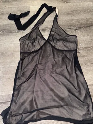 Women's Scarf Halter Mesh Mini Dress - Wild Fable - Black, Sz XL thumbnail 3