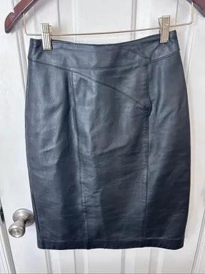 Vintage 90s G3 Leather Midi Skirt Black Goth Grunge Punk Button Up Western Fall thumbnail 1