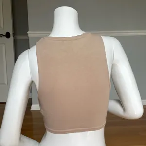 ZARA Beige Crop Tank Top Size S Sleeveless Stretch Cotton Nude Minimalist thumbnail 3