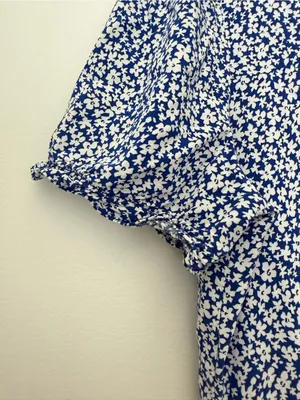 J. Crew Floral Tiered Midi Dress in Blue and White Size Medium thumbnail 5