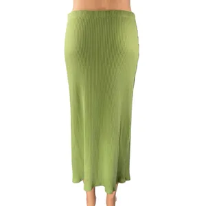 Reformation Women's Green Rib Knit Stretch Midi Straight A-line Pencil Skirt L thumbnail 3