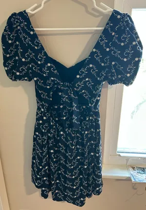 Francesca’s navy blue floral mini dress thumbnail 1