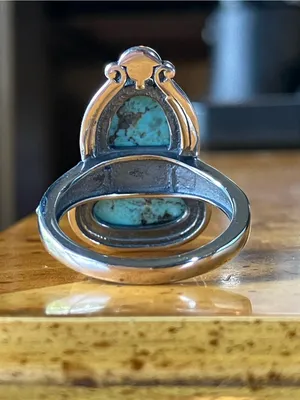 Natural Blue Moon Turquoise Sterling Silver Ring Size 8 thumbnail 4