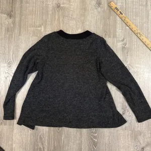 Sympli Top 10 Heathered Knit Sweater w/Black Trim Slit Sides asymmetrical thumbnail 12