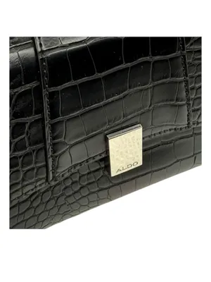 Aldo 𓆈 Vegan Croc Embossed Convertible Crossbody Top Handle Mini Bag 𓆈 Black 𓆈 thumbnail 13