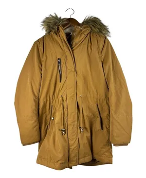 H&M Divided Small Faux Fur Shearling lined‎ Hooded Parka Coat Light Brown thumbnail 1