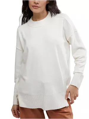 Free People Women’s Pullover Sweater in Stark White Size Medium NWT thumbnail 1