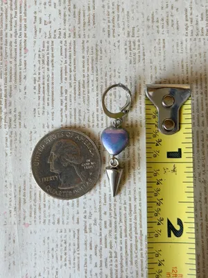 Handmade Czech glass heart & spike dangle earrings💜🩵💙 thumbnail 7