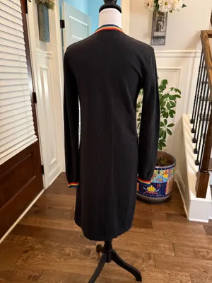 Spiritual Gangster NWOT Space Dyed Black Cardigan/ Duster with Colorful Trim thumbnail 2