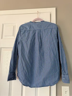 Free Assembly Blue Plaid Shirt Rhinestone Button Blouse Top thumbnail 6