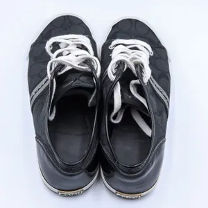 Coach Polly Signature Monogram Sneakers Womens 9B Black Jacquard Patent Low Top thumbnail 7