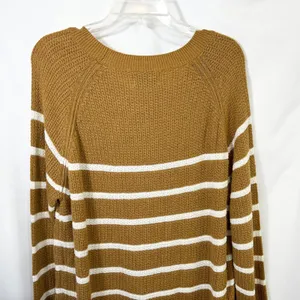 Old Navy XL Sweater Mustard Striped Crew Raglan Academia‎ Fall Knit Office 214 thumbnail 5