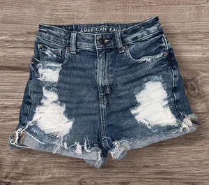American Eagle Denim Mom Distressed Jean Cuffed Shorts Size 0 thumbnail 1