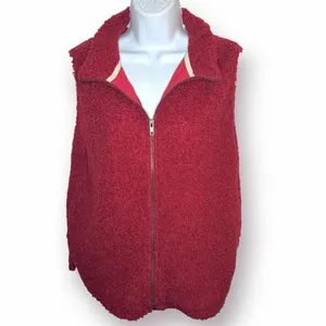 Umgee Teddy Vest Zipper Fuzzy Dark Cherry M thumbnail 2