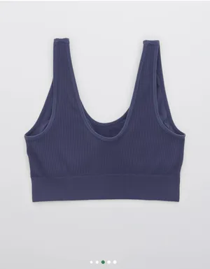 Aerie Blue Seamless Padded Bralette Ribbed thumbnail 2
