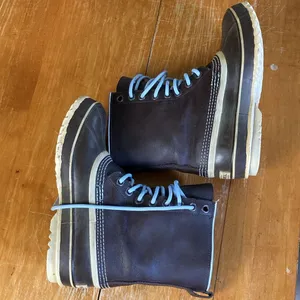 Sorel Women's 1964 Premium Blue Brown Leather Rubber Waterproof Snow Boots 10 thumbnail 4