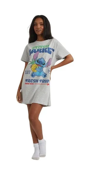 NWT Skinnydip Lilo & Stitch Oversized Graphic T-Shirt Dress 94092396 Gray XS thumbnail 1