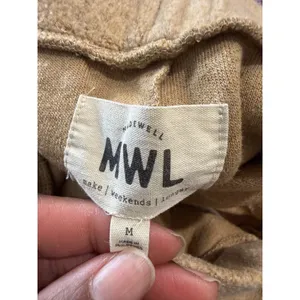 Madewell MWL Womens Wide Leg Lounge Pants Tan‎ Textured Knit Pockets Size M thumbnail 4