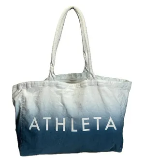 Athleta Tote Bag Blue Ombre Large Cotton Canvas Shopping Bag 19x13 Athleisure thumbnail 1