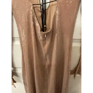 NWOT Meilun Deep V Dress Drawstring Long Sleeve Sequin Dress Long Gown, sz M thumbnail 6