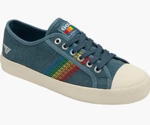 Gola‎ Coaster Rainbow Stitch Denim Multi Canvas Vegan Sneakers Womens Size 8 thumbnail 1