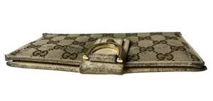 Gucci D Ring GG Canvas leather Continental Wallet Cream leather interior thumbnail 9